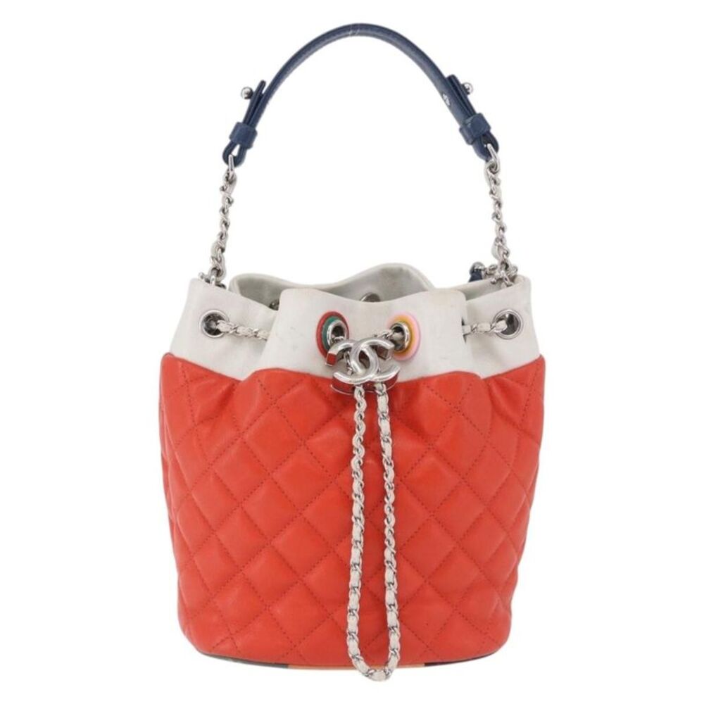 Chanel Cuba Drawstring Bucket Quilted Lambskin Red Leather Shoulder Bag Bag